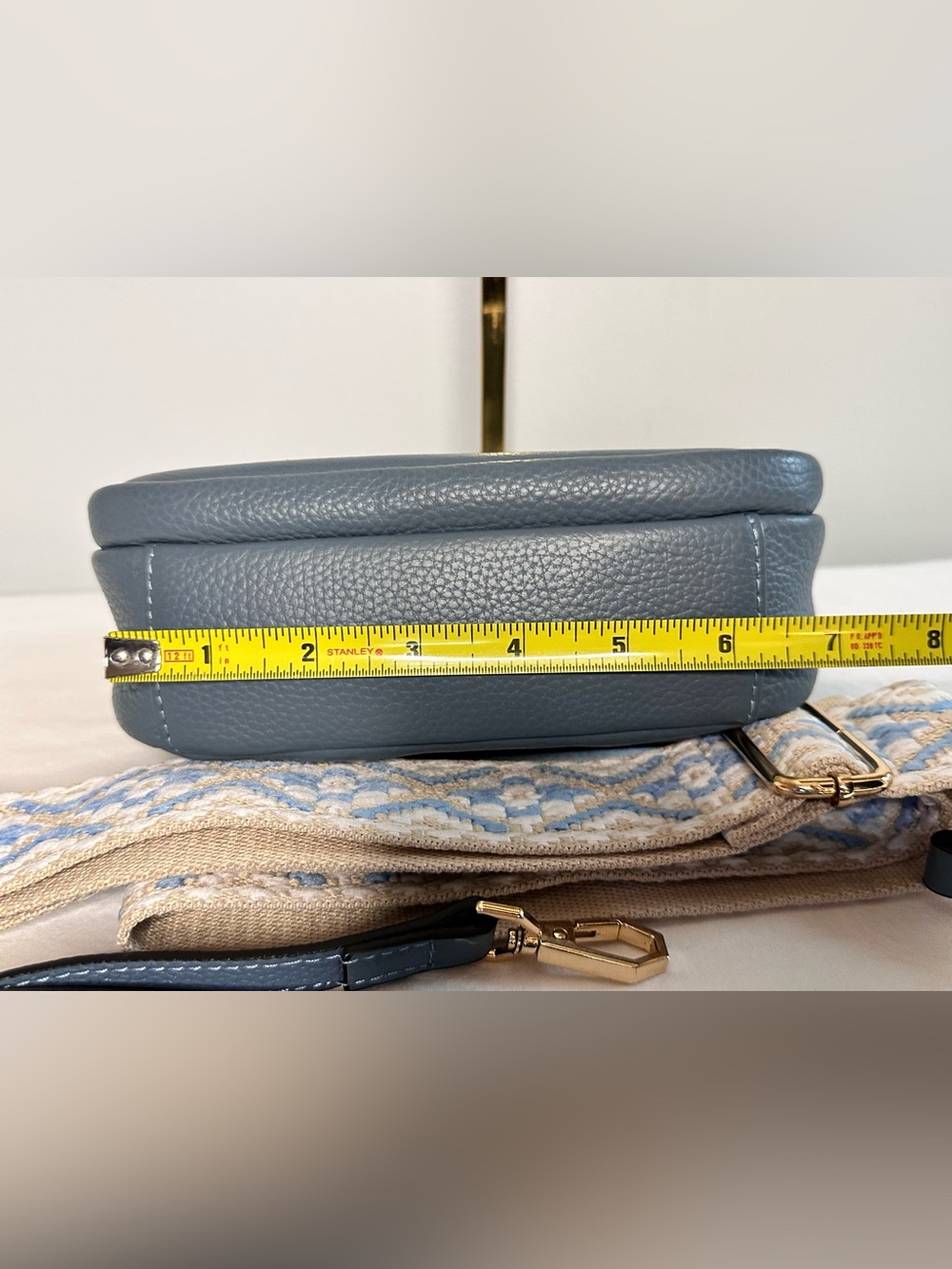 Pom Pom London Original crossbody bag in slate blue - Picture 13 of 16